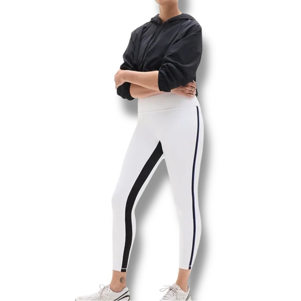 NWT ATHLETA Ultra High-Rise Elation Tights - XL Bright White/ Black Stripe
